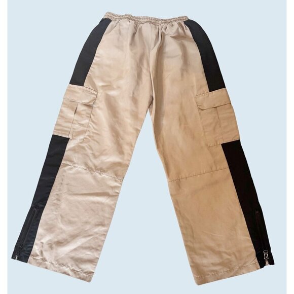 RAGGED PRIEST Nylon Oversized Cargo Track Pants Tan Black Sz 10 - Picture 5 of 8